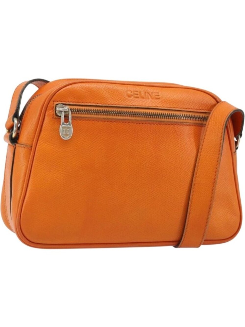 CELINE Shoulder Bag Leather Orange Gold